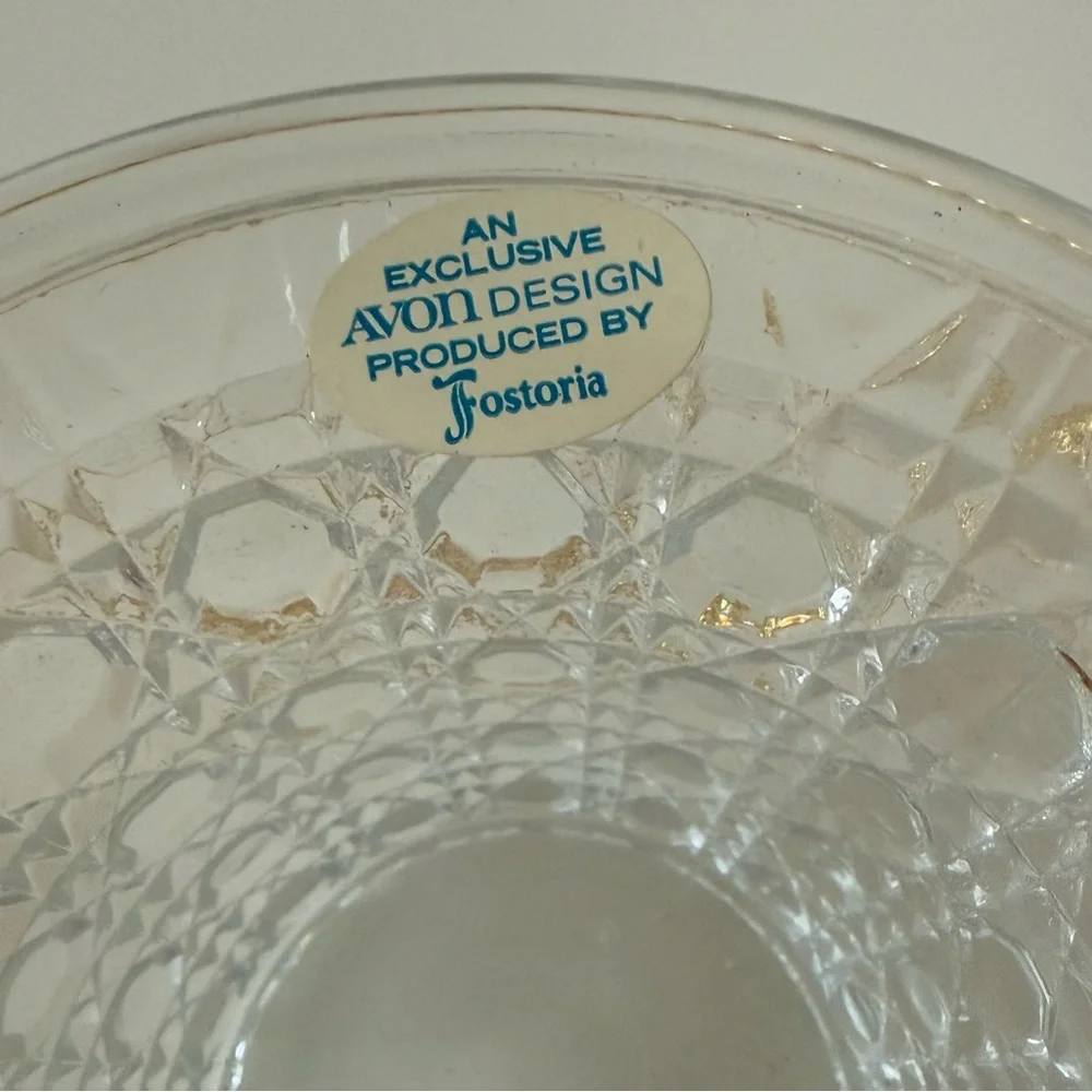 Rare Vintage 1970s AVON Fostoria Glass Candlelight Basket-Charisma Scent NOS